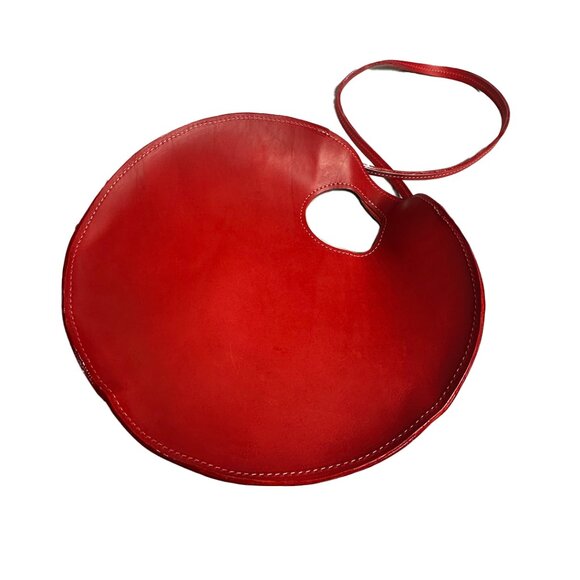 HoneyMouth Heather Circle Tote Pepper Red Italian Leather Handmade Knoxville TN - Picture 3 of 6